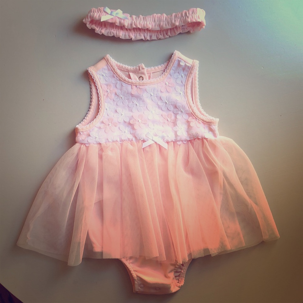 Baby girl tutu dress and matching headband